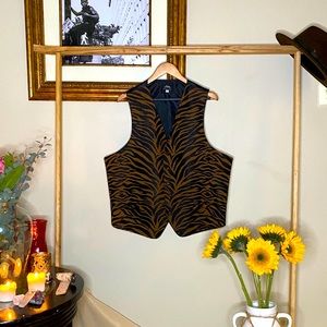 Vintage Brown Animal Print Vest